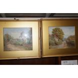 Pair of framed watercolours signed F.Brindle dated