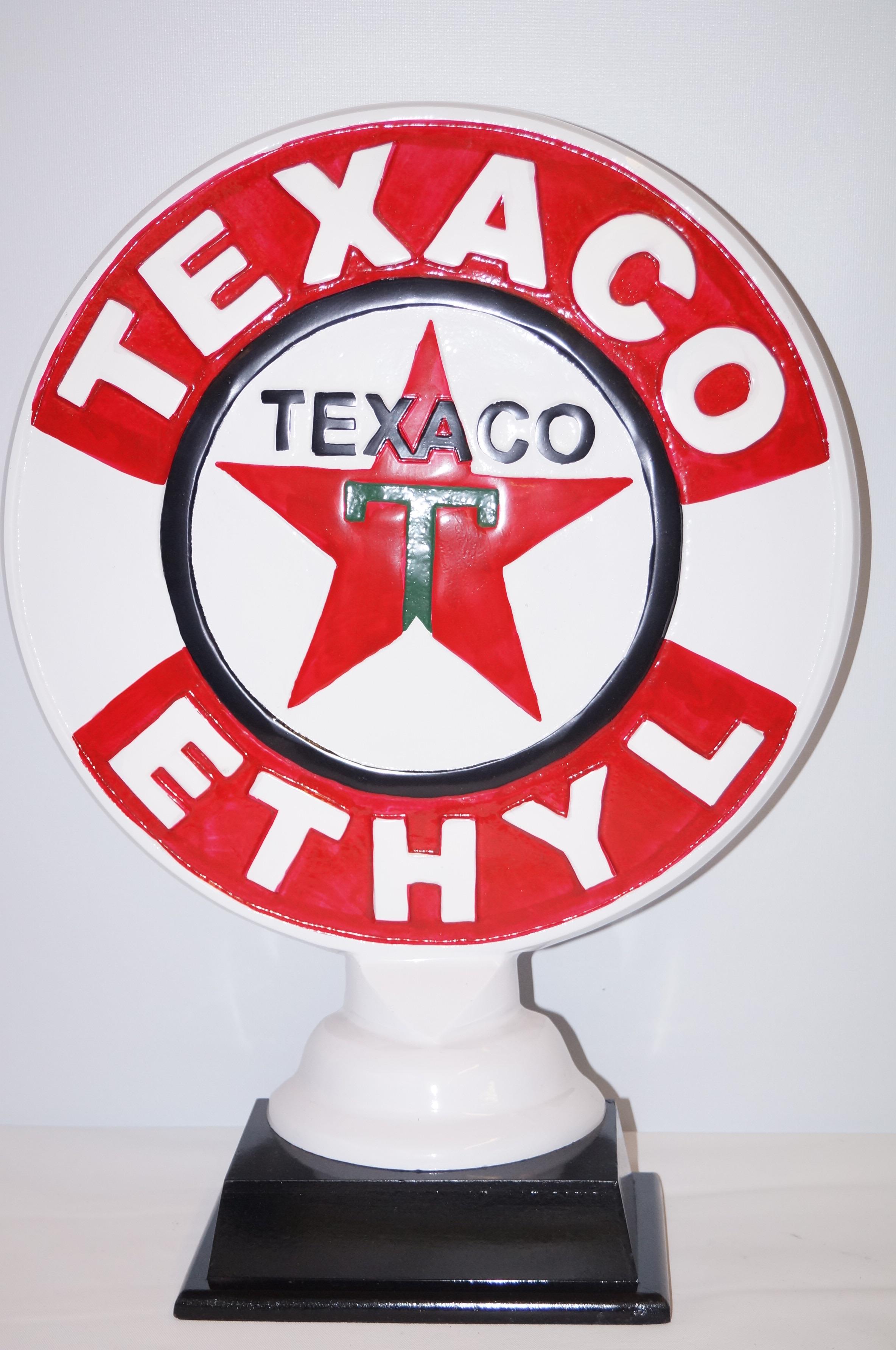 Large cast iron Texaco sign on case Height 52 cm