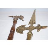 Decorative brass Halberd & one other