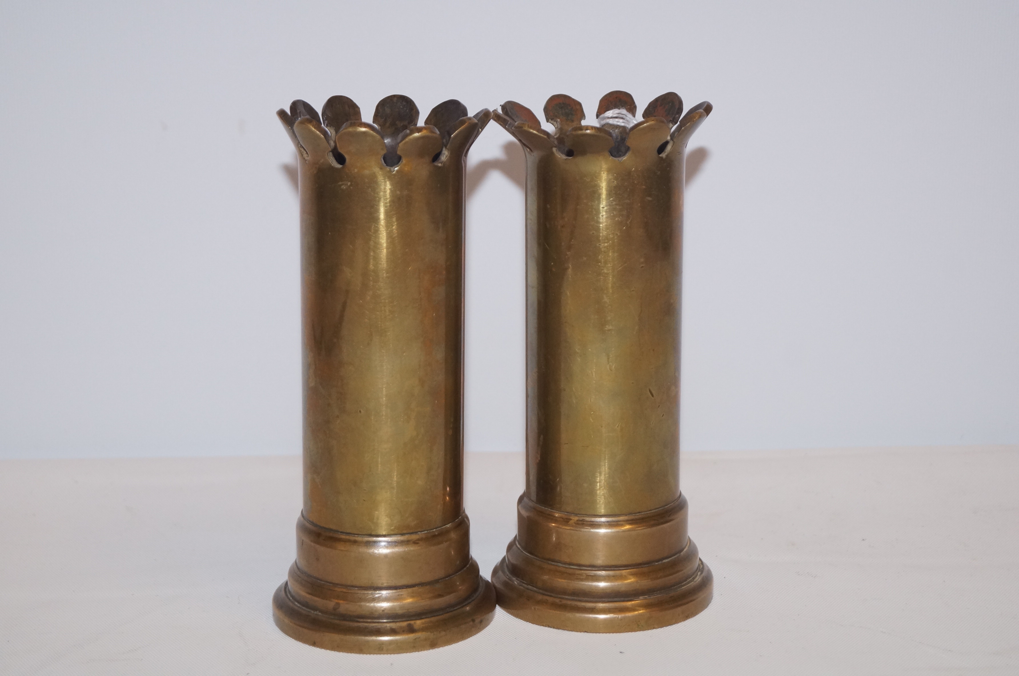 Pair of trench art vases Height 16 cm