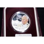 Pope john Paul II Solid silver coin in presentatio