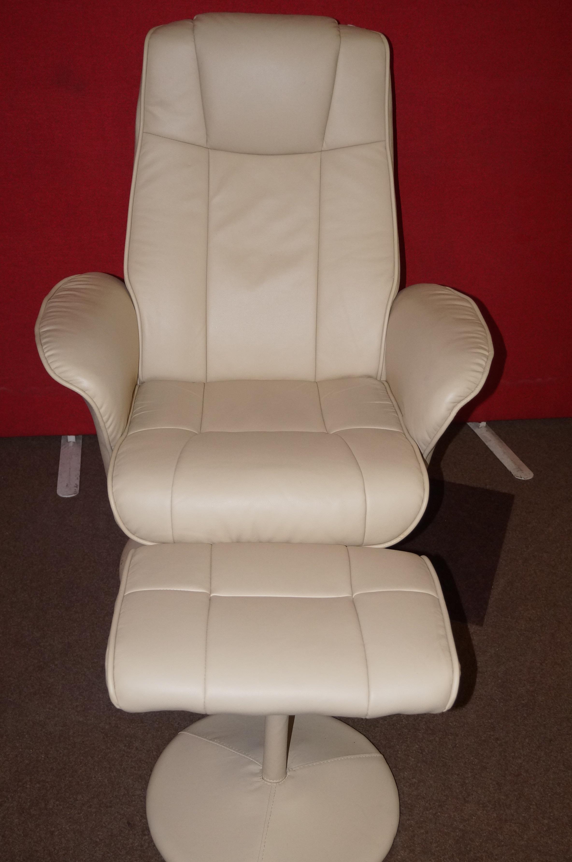 Reclining swivel armchair and footstool