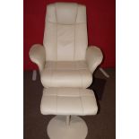 Reclining swivel armchair and footstool