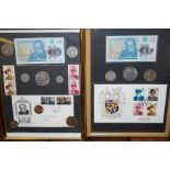 2 Framed Winston Churchill commemorative coins, no
