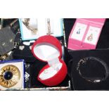 Box of costume jewellery and watches