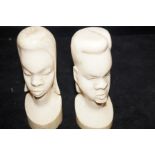 Pair of Ivory heads Height 13 cm
