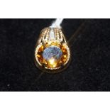 9ct Mandarin citrine & white topaz gold pendant wi