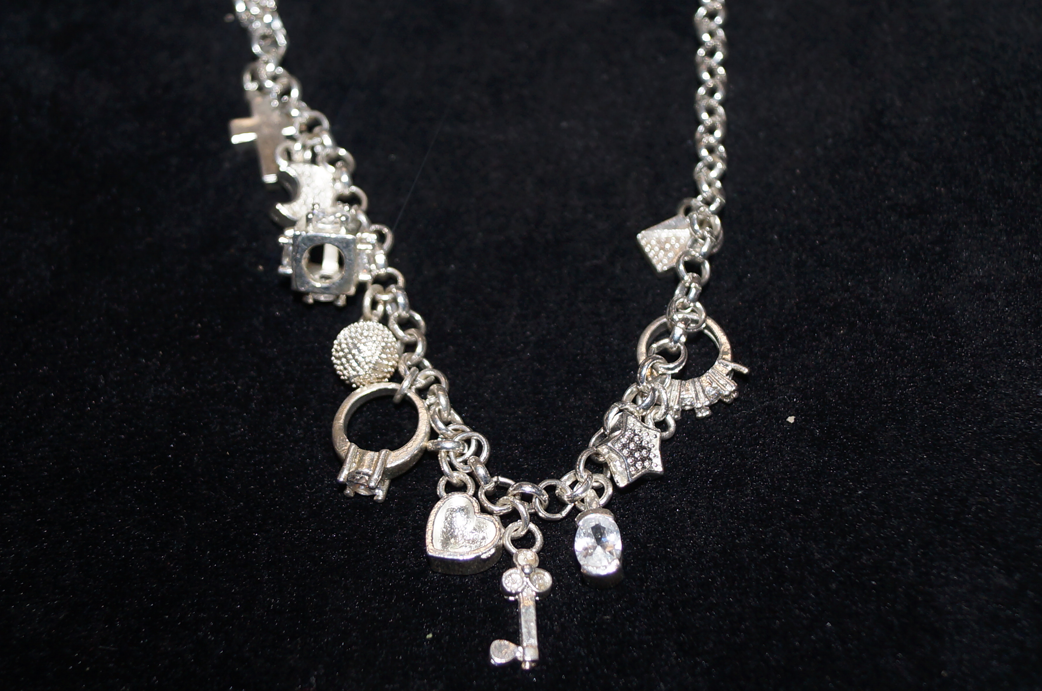 Silver charm necklace