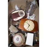 Various items to include a retro clock