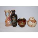 Crown Devon vase & 3 others