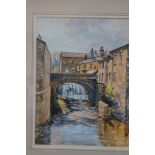 Framed watercolour & pastel hawes on a summers day