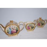 3 Graduating sadler teapots