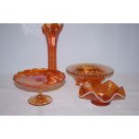 4 Pieces of carnival glass