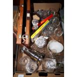 Box of various items to include decanters ect....