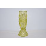 Victorian uranium glass vase modelled as hand clut