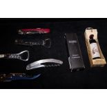 Assorted wine knives, cork screws & bottle openers