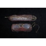 2 Pairs of gold plated spectacles in case