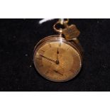 Gents 14ct gold pocket watch with gold face, sub s