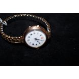 Vintage 9ct Rose gold cased ladies watch with enam