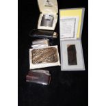 Collection of cigarette lighters & old strike belt