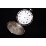 Silver cased full hunter pocket watch Chester hall