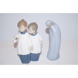 2 Nao choir boys & Lladro figure of a lady