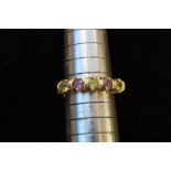 9ct gold ring set with amethyst & peridot Size N