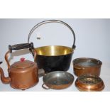 Brass jam pan with other copper items