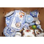 Box of Wedgewood, royal Albert blue & white plus o