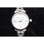 Ladies prestige time silver cased & strap wristwat