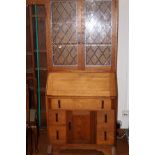 Art deco solid oak bureau bookcase