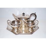 Silver plated tea service on tray
