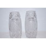 Pair of large and heavy cut crystal vases Height 3