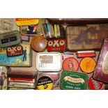Box of vintage cigarette tins