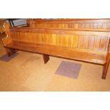 Gothic style pine church pew Length approximately