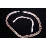 Tri coloured silver necklace & bracelet