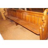 Gothic style pine church pew Length 350 cm