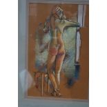 Framed pastel of a nude