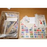 Box of lose stamps ephemera & an album