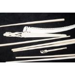 Group of ivory chopsticks & paper knives