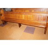 Gothic style pine church pew Length approximately