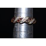 9ct Gold diamond & ruby ring Size L