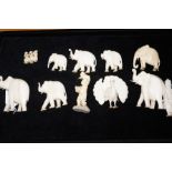 Group of ivory figures elephants & others (some fo