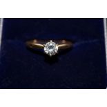 18ct Gold solitaire diamond ring Size P