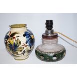 West German lamp together with a siltone vase Heig