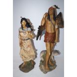 2 native american style figures Largest 63 cm