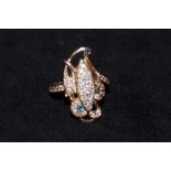 14ct Gold diamond & emerald ring Size N