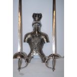 2 Toledo swords together with knight wall plaque