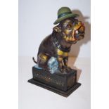 Cast iron mechanical money box - Ole Duffer Height 22 cm