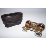 Case set of opera glasses gilded mother of pearl